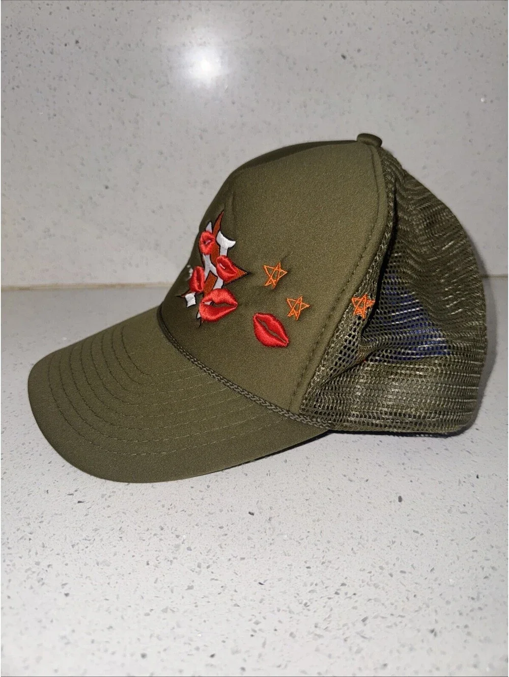 Dropout New York City of Syrup Houston Astros Trucker Hat Cap Olive Green Lips
